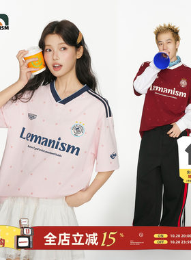 lemanism美式潮流满印星星短袖T恤男款2026夏季新款V领球衣球服女