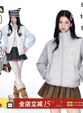 美式拼接针织袖女款羽绒服