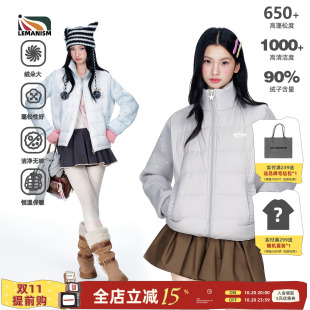 lemanism美式潮流拼接针织袖羽绒服女生2026冬季新款上衣保暖外套