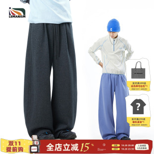 lemanism美式潮流宽松抽绳休闲裤男2026秋冬季新款纯色卫裤女长裤