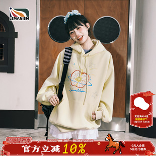 情侣款 新款 潮流涂鸦苹果加绒连帽卫衣男2025春秋季 lemanism美式