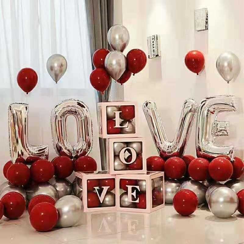 love字母铝膜气球装饰婚房结婚场景布置婚礼婚庆网红透明盒子套装
