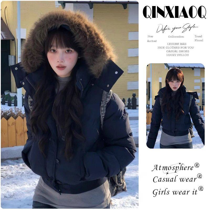 菲奥娜藏青色短款小个子棉服女2025冬季新款高级显瘦棉衣加厚外套,女装/女士精品,派克服,淘宝优惠券,粉丝福利购,淘宝优惠卷