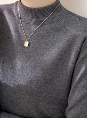 法式灰色半高领内搭针织衫毛衣女装秋冬2025新款高级长袖打底上衣