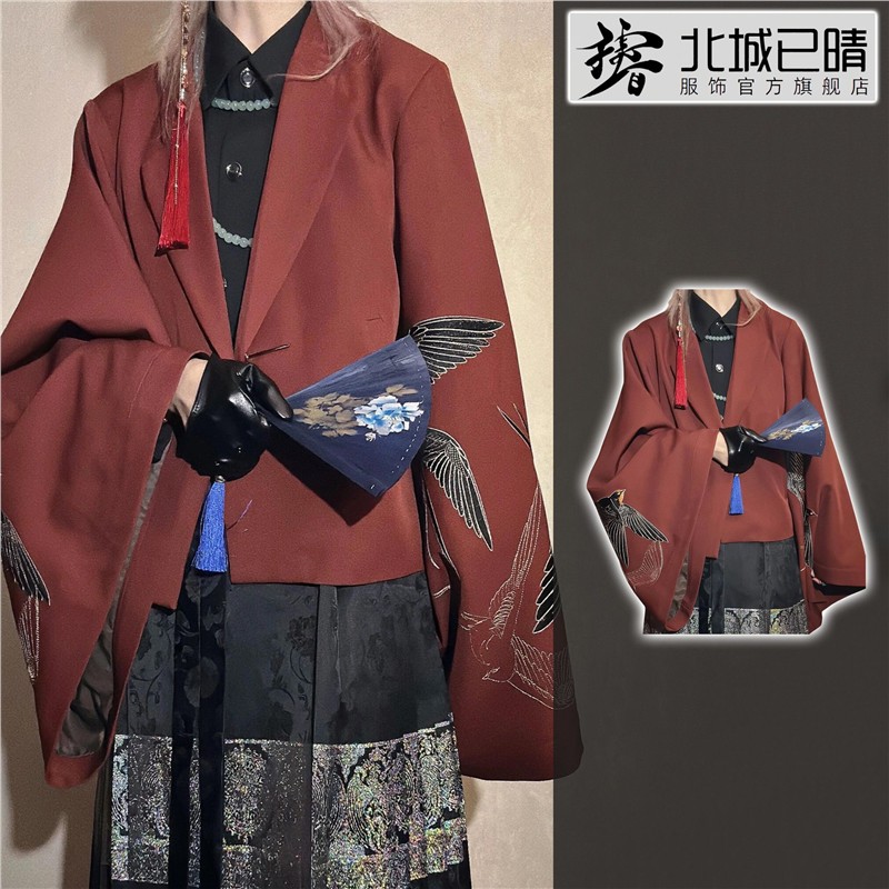 春秋季暗黑系国风西装刺绣百搭汉服外套上衣哥特大袖西服男女同款