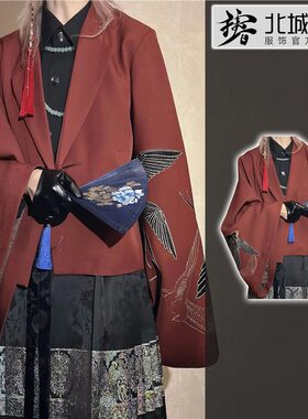 春秋季暗黑系国风西装刺绣百搭汉服外套上衣哥特大袖西服男女同款