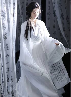汉服直裾超仙全套魏晋武侠风古装女广袖流仙裙飘逸齐腰襦裙拍照