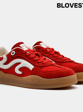BLOVESTAR溯系列.红色百搭休闲鞋女2025春季新款德训鞋厚底板鞋
