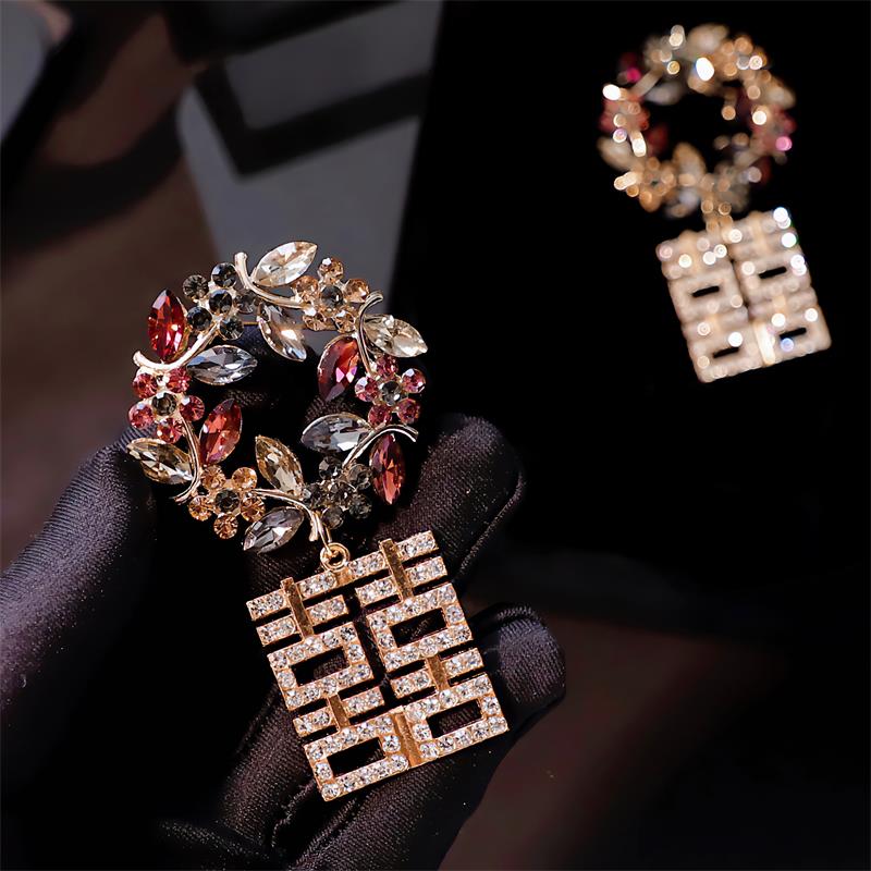 奢华满钻婚礼胸花新娘新郎结婚襟花父母花好月圆高端贵宾嘉宾胸针