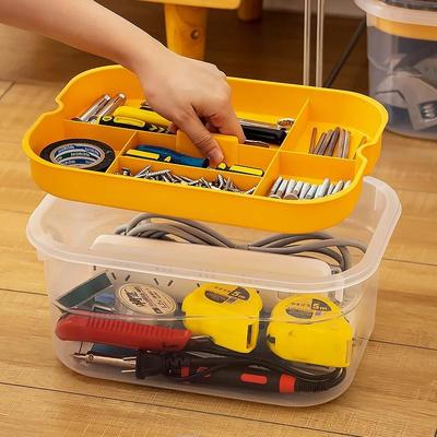 五金配件收纳箱塑料家用杂物整理盒透明长方形手提零件工具箱子大