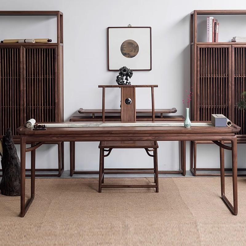 明式画 画案书画 画桌老榆木新中式书桌彷古实木案台毛笔书法桌家