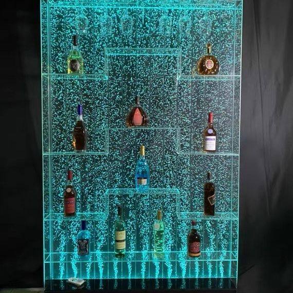 定制亚克力气泡墙水幕墙水柱屏风隔断鱼缸源餐屏风隔断客圆柱形