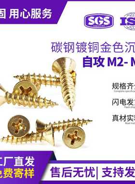 KA金色自攻螺丝沉头广告家具螺钉黄色平头十字镀铜螺丝M2/M2.3/M3
