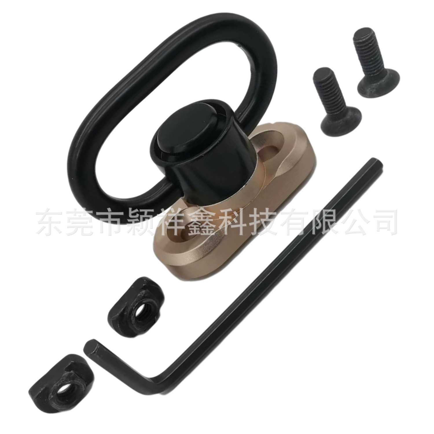 Mlok浮动快拆砂色底座keymod旋转扣心形扣背带扣重形钢制QD环直销