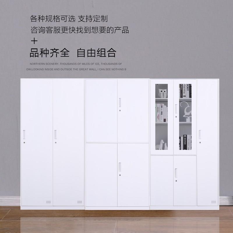 钢案制窄边柜拆装务文件办公财铁皮柜带抽屉玻璃门锁资料档窄边文