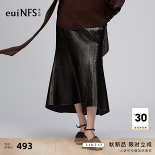 恩比时皮裙半身裙女2026秋季新款高腰显瘦百搭宽松鱼尾裙一步裙