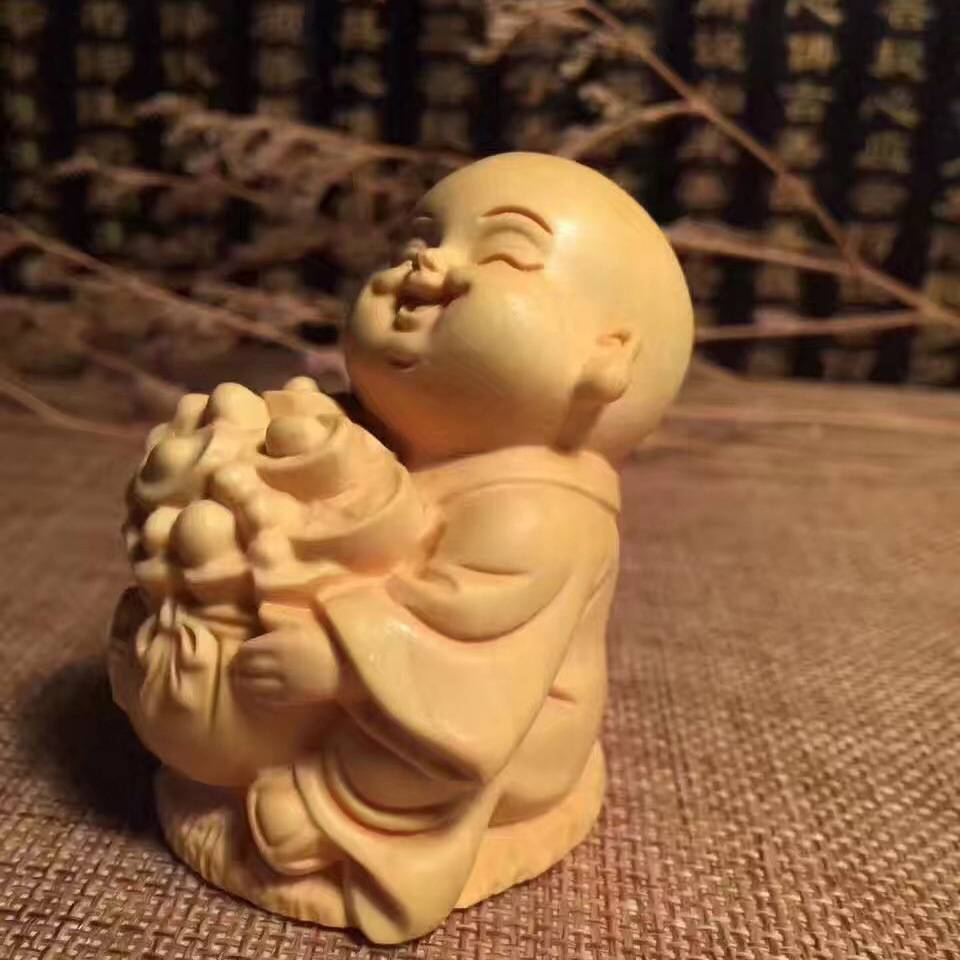 黄杨木五福临门摆件 福禄寿喜寓意黄杨木 家居摆件汽车摆件