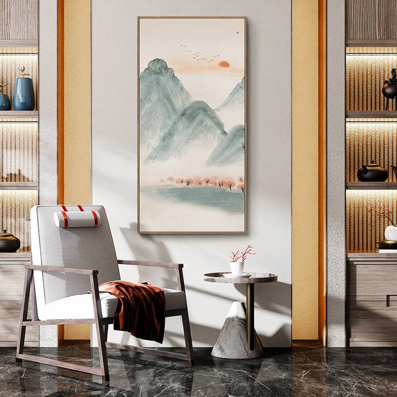 远山 入户玄关山水画新中式走廊过道楼梯壁画客厅酒店中式装饰画图片