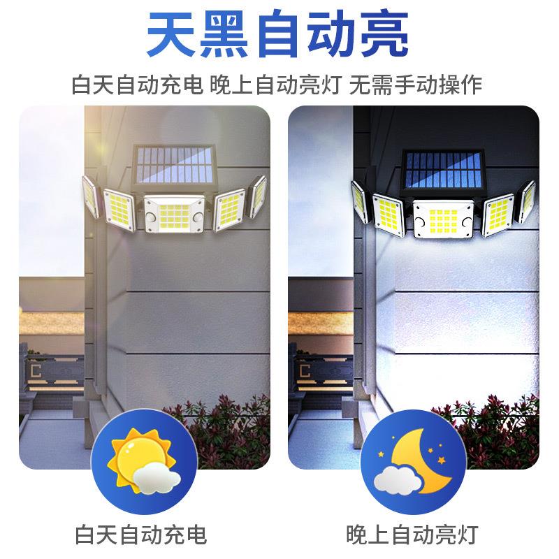 2025私模新款太阳能壁灯户外人体双感应5头路灯外墙庭院车库灯