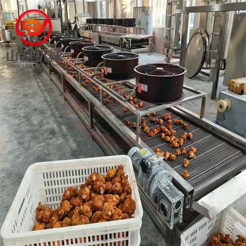 香酥鸡腿油炸机 肉制品上浆油炸设备 出口汉堡肉饼油炸生产线