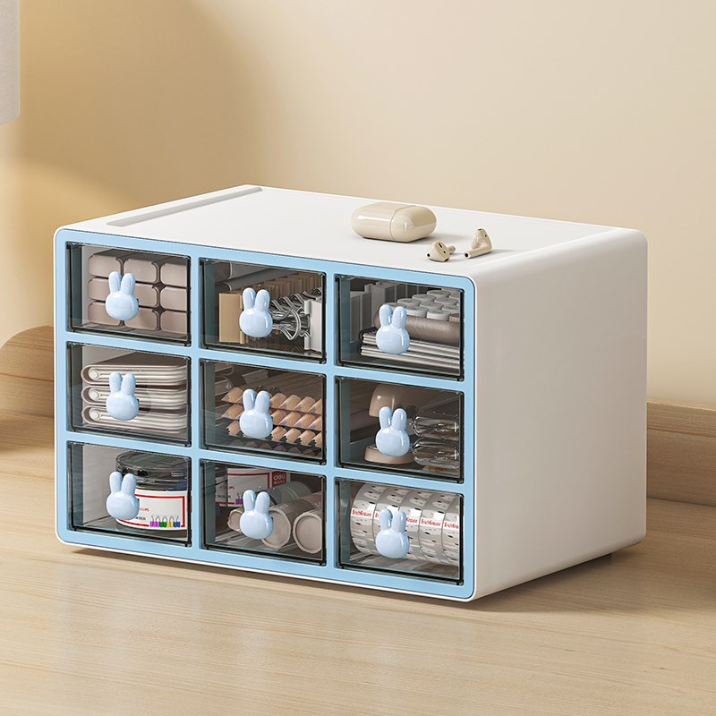 桌面收纳盒抽屉式创意九宫格笔筒学生文具整理P盒办公室工位储物