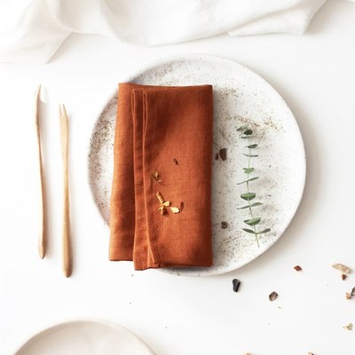 100%亚麻餐巾西餐巾餐垫纯色定制口杯布32X44CM长方形45X45CM茶巾