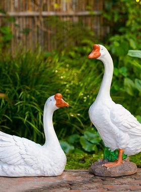 庭院造景布置喝水鸭子天鹅别墅户外鱼塘水池花园装饰摆件仿真雕塑