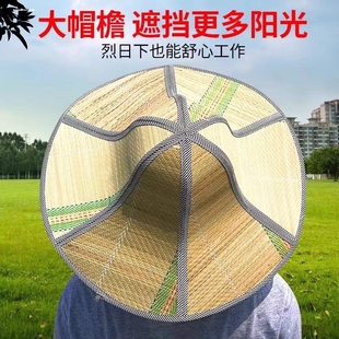 女夏季中老年草席编制折叠太阳帽六片防晒帽防雨扇子帽出游遮阳帽