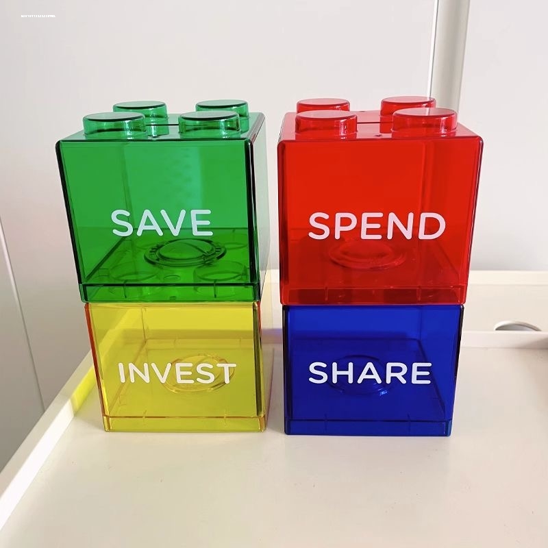 儿童理财存钱罐可摆放收纳储蓄罐透明塑料盒子玩具积木定制礼物
