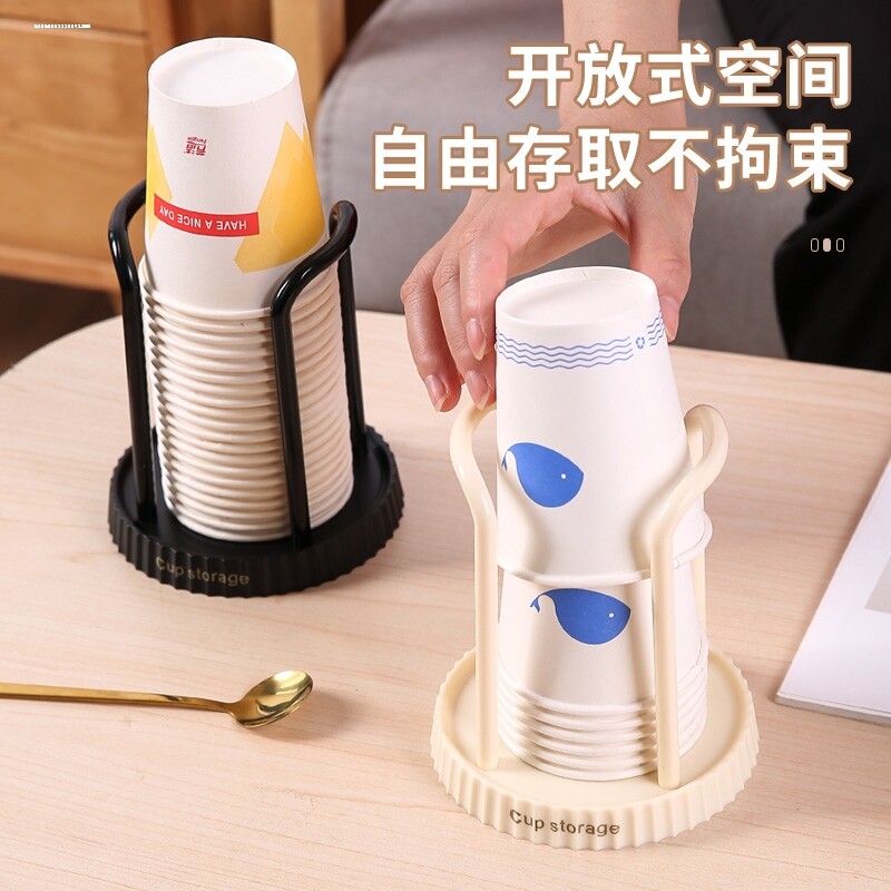 装一次性杯子的自动取杯器挂墙纸杯桶塑料杯架放水杯托收纳置物架图片