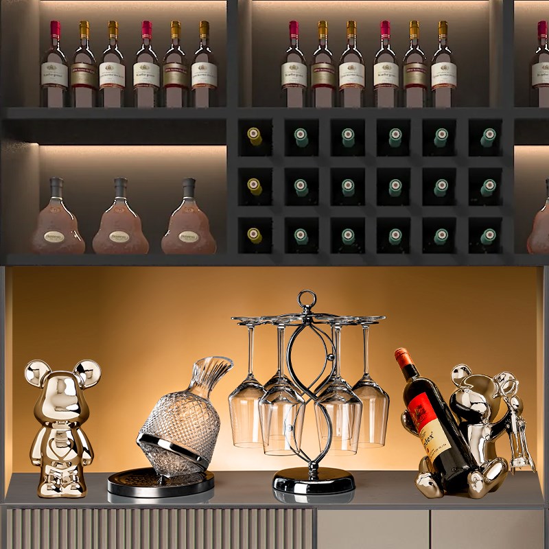 轻奢酒柜餐边柜装饰品白酒杯红酒杯套装醒酒器分酒器酒壶摆件