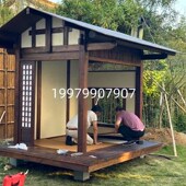 户外庭院凉亭民宿造景日式 茶室农村实木房子 小木屋别墅仿古中式