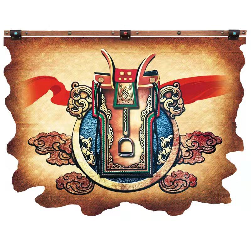 内蒙古皮画成吉思汗民族特色装饰壁画蒙古族餐厅客厅卧室玄关挂画