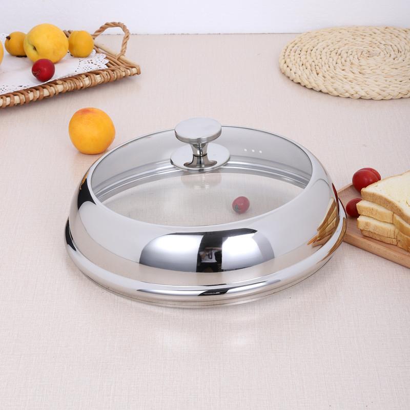 锅盖不锈钢加高加厚32CM34CM36CM38CM炒锅盖钢化玻璃盖子可视通用