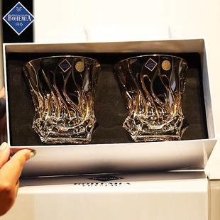 捷克进口BOHEMIA水晶玻璃描金手工XO威士忌酒杯洋酒杯子酒具套装