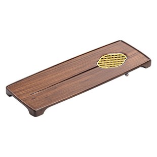 家用乌金木茶盘干湿两用实木整块客厅书房高档小型干泡茶台 新中式