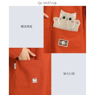 罩衣女新款 圍裙 家用防污大人外穿洋氣小個(gè)子可愛棉布廚房做飯長袖