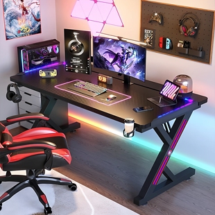 电竞桌台式 家用实木办公书桌碳纤维桌子 电脑桌S3网红游戏桌椅套装