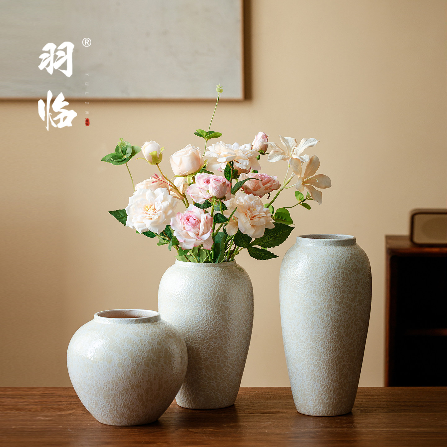 景德镇简约现代陶瓷花瓶干插花器轻奢高级感家居陶罐水培鲜花摆件