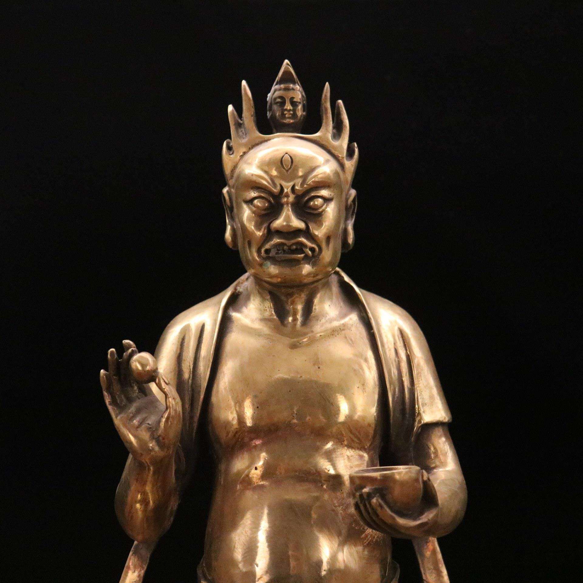 纯铜面然大士摆件