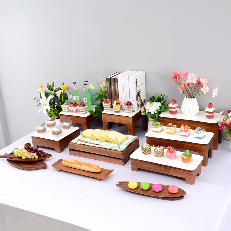 木质自助餐冷餐茶歇摆台中式甜品台摆件展示架蛋糕点心托盘寿司架