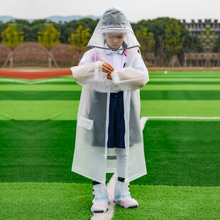 新式 儿童雨衣外套男孩女童加厚透明防水全身连体宝宝小学生防水服
