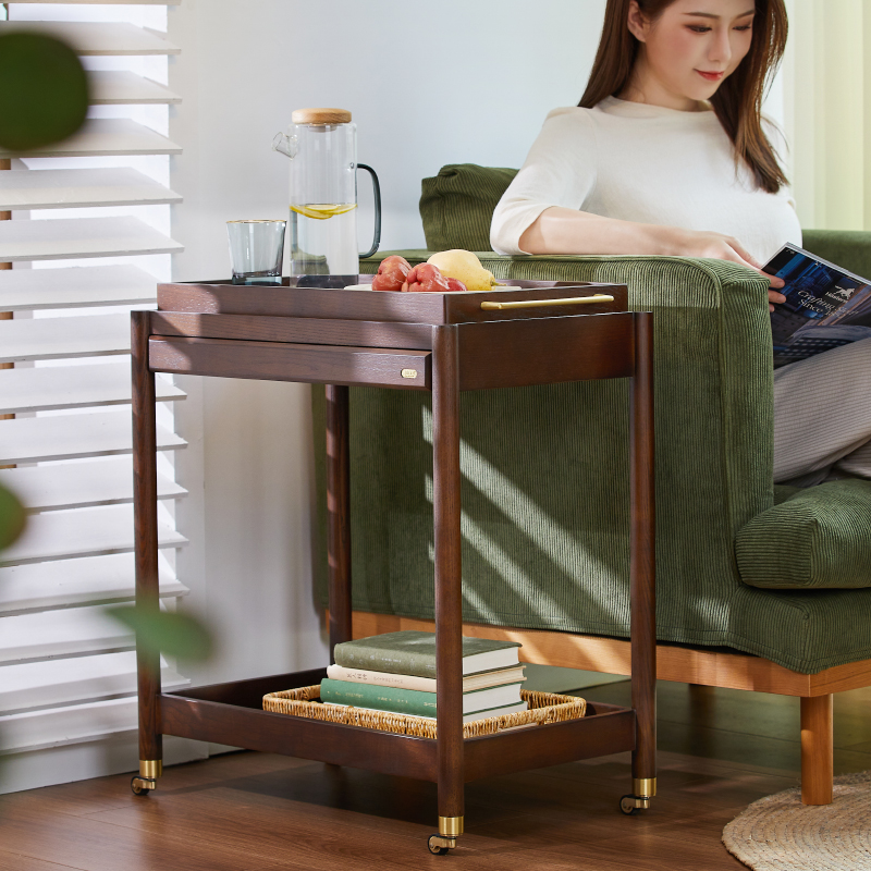 实木餐车客厅小推车家用可移动烧烤茶水车酒水车送餐车餐厅手推车