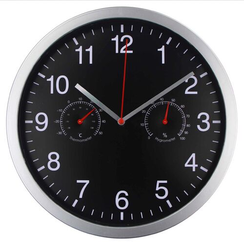 创意客厅极简挂钟塑料家用温湿计多功能钟表电子时钟墙钟挂表壁钟
