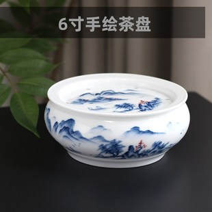 潮汕茶船储水家用外出车载便携 手绘功夫茶具羊脂玉釉下彩茶盘套装