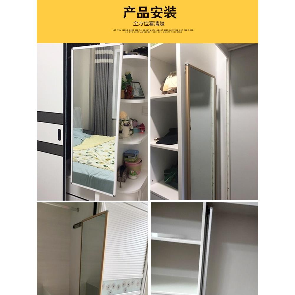 加厚三节滑动镜轨道衣橱镜旋转折叠滑轨梳妆镜侧拉轨衣柜配件
