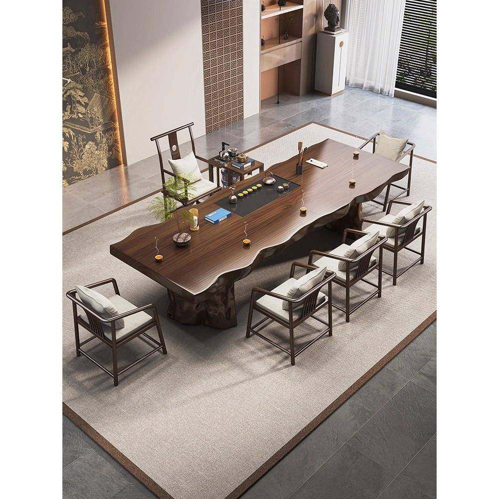 2025新款高端大板茶桌新中式禅意办公室茶桌椅组合家用原木茶台,住宅家具,家用茶台/茶桌,淘宝优惠券,粉丝福利购,淘宝优惠卷