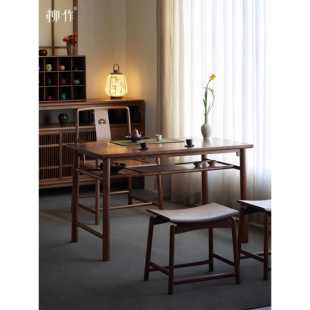 柳作宋代美学茶桌椅组合实木家用现代简约高级感新中式阳台茶桌