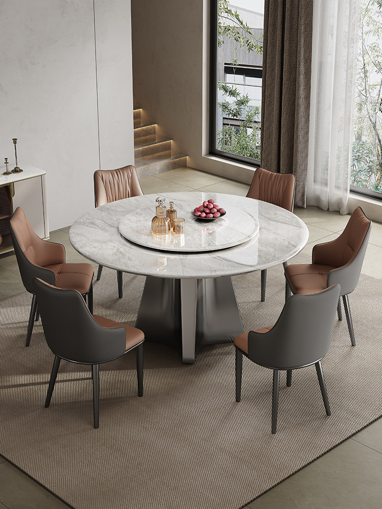 高端微晶石圆形餐桌和椅子组合大理石圆桌客厅家庭超级水晶石与转,住宅家具,大理石餐桌,淘宝优惠券,粉丝福利购,淘宝优惠卷
