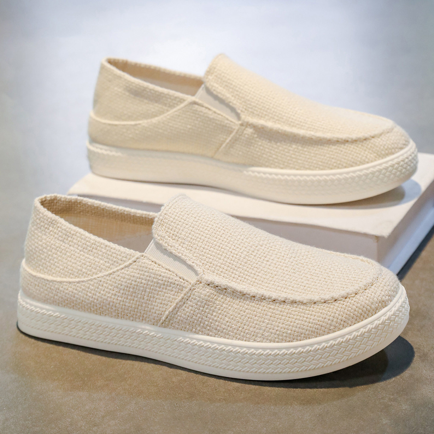 夏季2026款男士北京布鞋脚蹬男鞋透气防臭帆布鞋休闲懒人软底代发